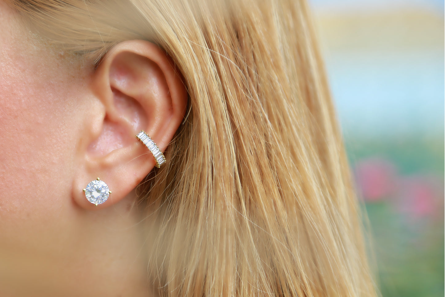 Earring, Baguette Hoop (single)