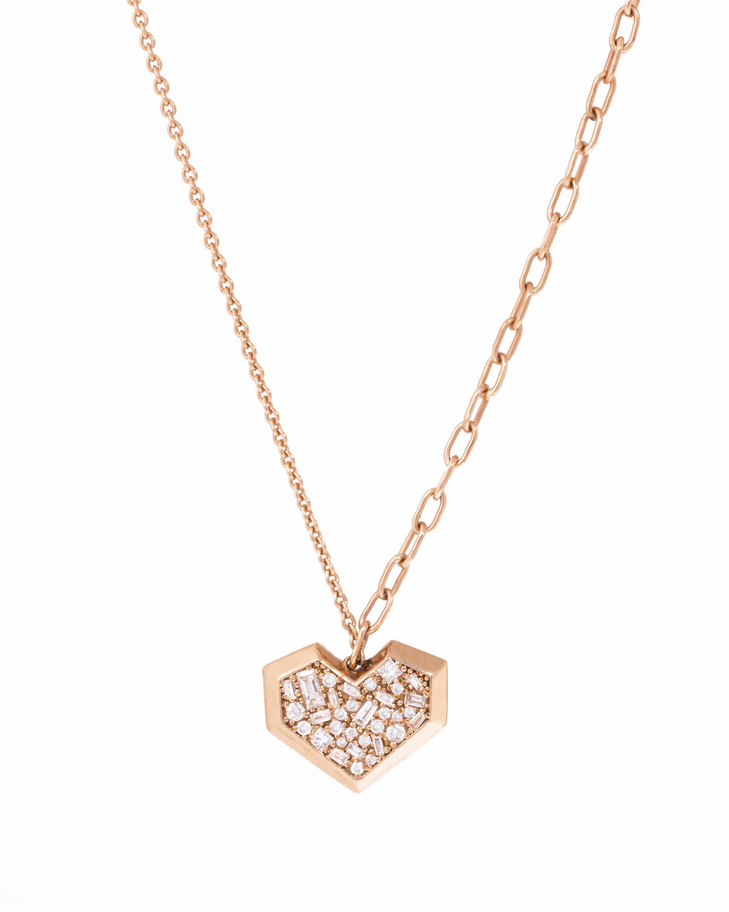 Necklace, Heart Geometric Baguette
