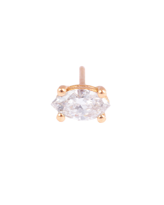 Earring, 1 Stud Marquise (single)